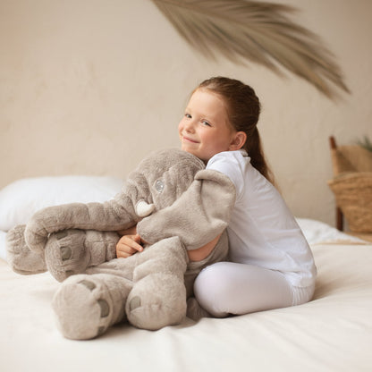 Stuffed Elephant Cuddle Buddy 15.7 Inch Nursery Pillow Kids Bedroom Decor Squishy Animal Companion for Toddlers Babies Crib Nap Time Soft Hu