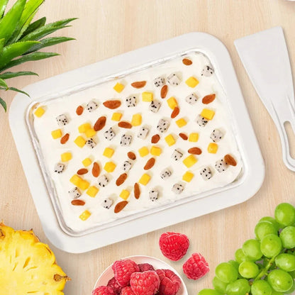 Frozen Dessert Maker Pan | Ice Cream Maker with Quick Freezing Plate | Large Size for Homemade Gelato