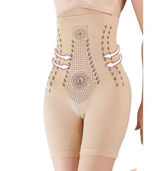 Pantalones cortos de compresión de tiro alto para mujer, con tecnología de fibra infrarroja, control de abdomen y soporte transpirable