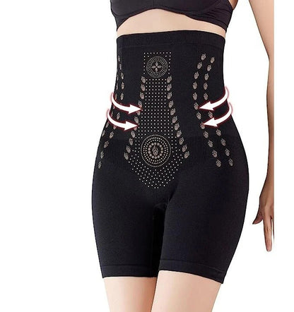 Women's High-Waist Cooling Compression Shorts with Infrared Fiber Technology for Tummy Control & Breathable Support
