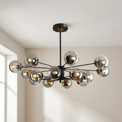 Glass Globe Chandelier Modern Multi-Light Fixture for Dining Room Living Room Bedroom Iron Frame E26 Base 6 8 12 16 Lights