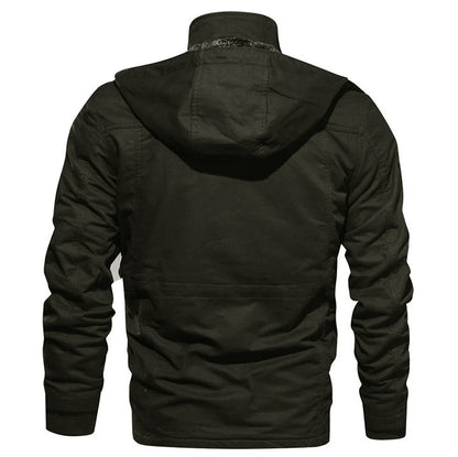 Men's Hooded Field Jacket – Durable Water-Resistant Coat with Removable Hood for Outdoor Adventures