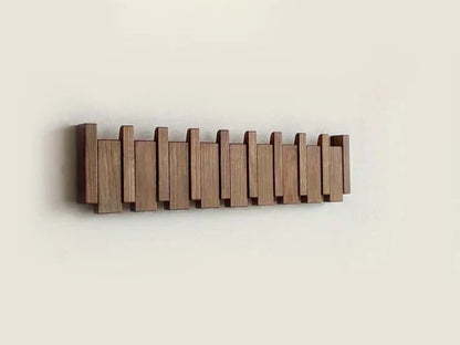 Wall-Mounted Wooden Coat Rack with Flip-Up Hooks for Entryway Hallway Bedroom Office Foyer Storage Organizer