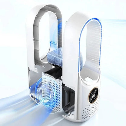 Whisper-Quiet Bladeless Personal Air Cooler for Desk and Bedroom, Portable Compact Desktop Fan with Multiple Speed Settings, Energy-Efficien