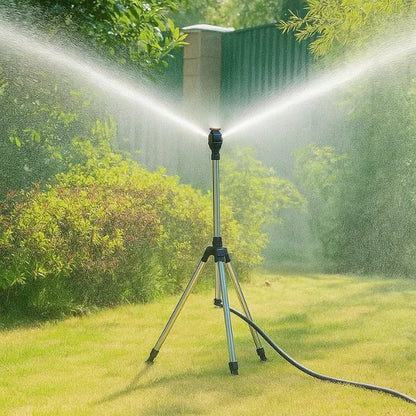 360-Degree Tripod Lawn Sprinkler with Adjustable Height – High-Pressure Rotating Garden Irrigation System for Large Yards & Small Gardens