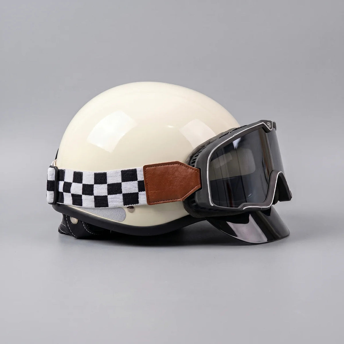 Vintage Racing | Half Helmet with ABS Shell & Adjustable Chin Strap | Lightweight Design for Comfort and Style