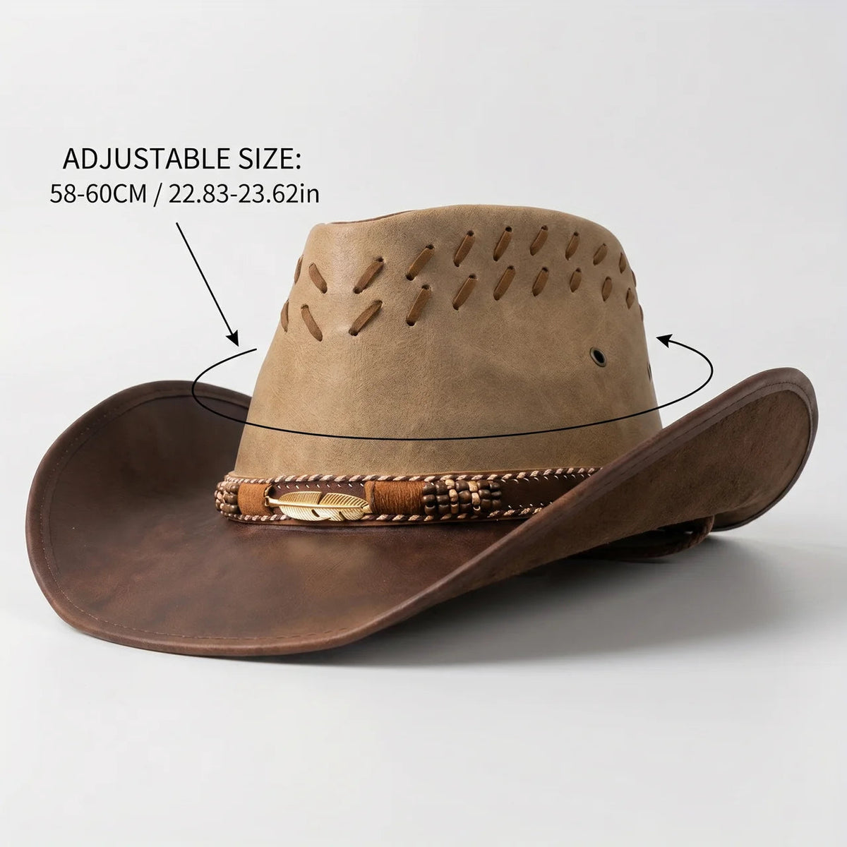 TrailVent | Sombrero vaquero de paja con copa ventilada y cordón ajustable para la barbilla | Diseño ligero para mayor comodidad al aire libre