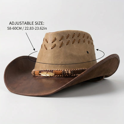 TrailVent | Sombrero vaquero de paja con copa ventilada y cordón ajustable para la barbilla | Diseño ligero para mayor comodidad al aire libre