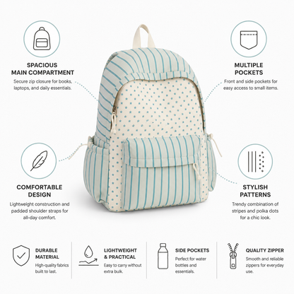 Mochila escolar con  correas acolchadas ligeras y múltiples bolsillos