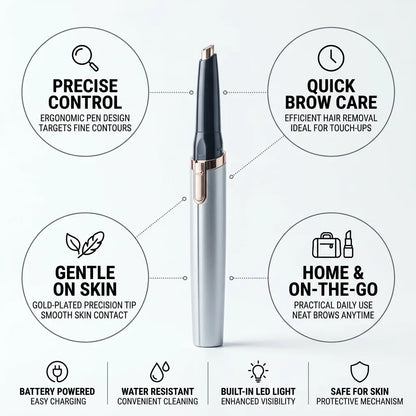 Electric Eyebrow Styler Gold-Plated Precision Tip & Ergonomic Pen