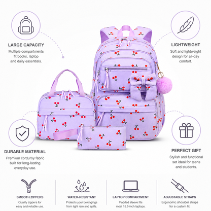 Set de mochila de pana ligera (3 piezas)