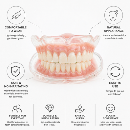 Prótesis dentales removibles realistas Comfort-Fit (juego de 5 piezas)