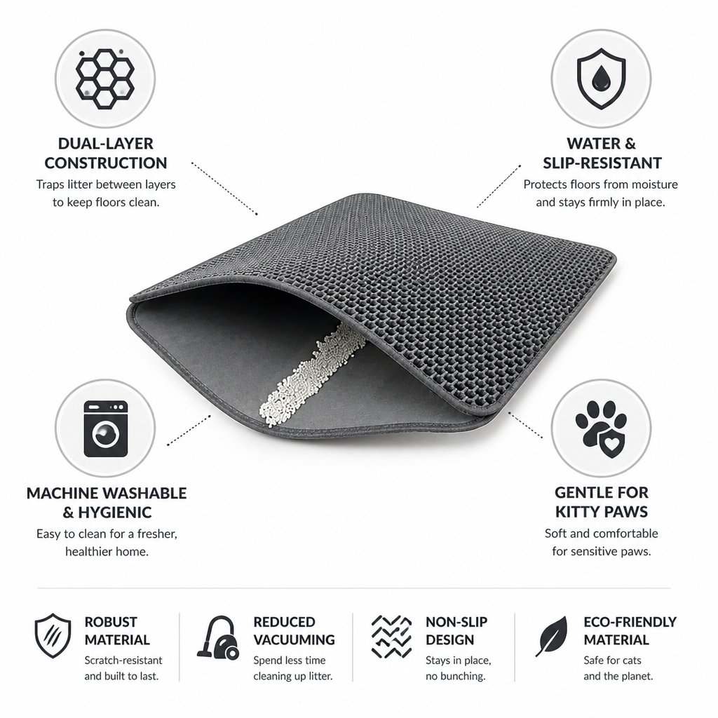Dual-Layer Waterproof & Non-Slip Cat Litter Mat