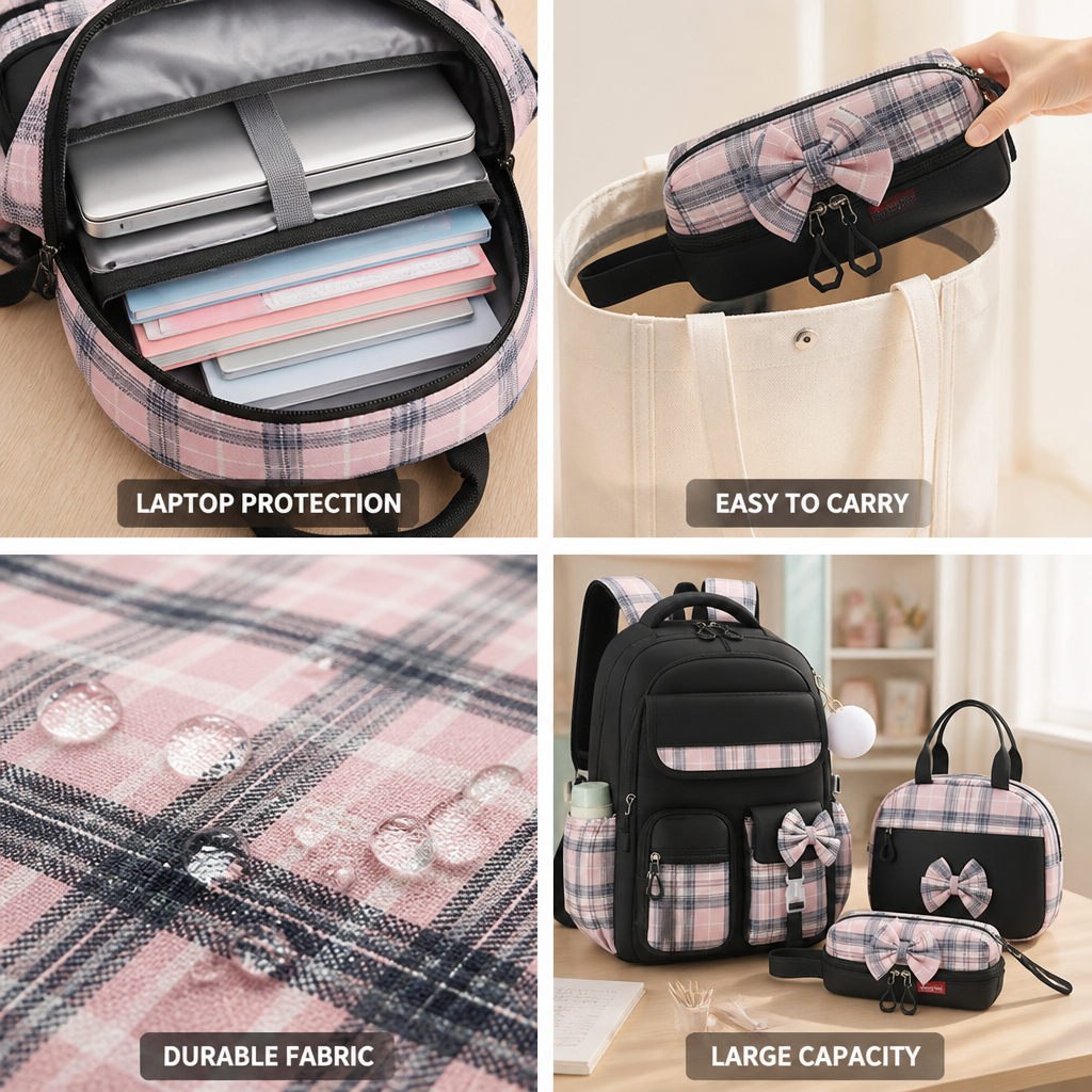 Large-Capacity Laptop & Tablet Backpack Set (3-Piece)
