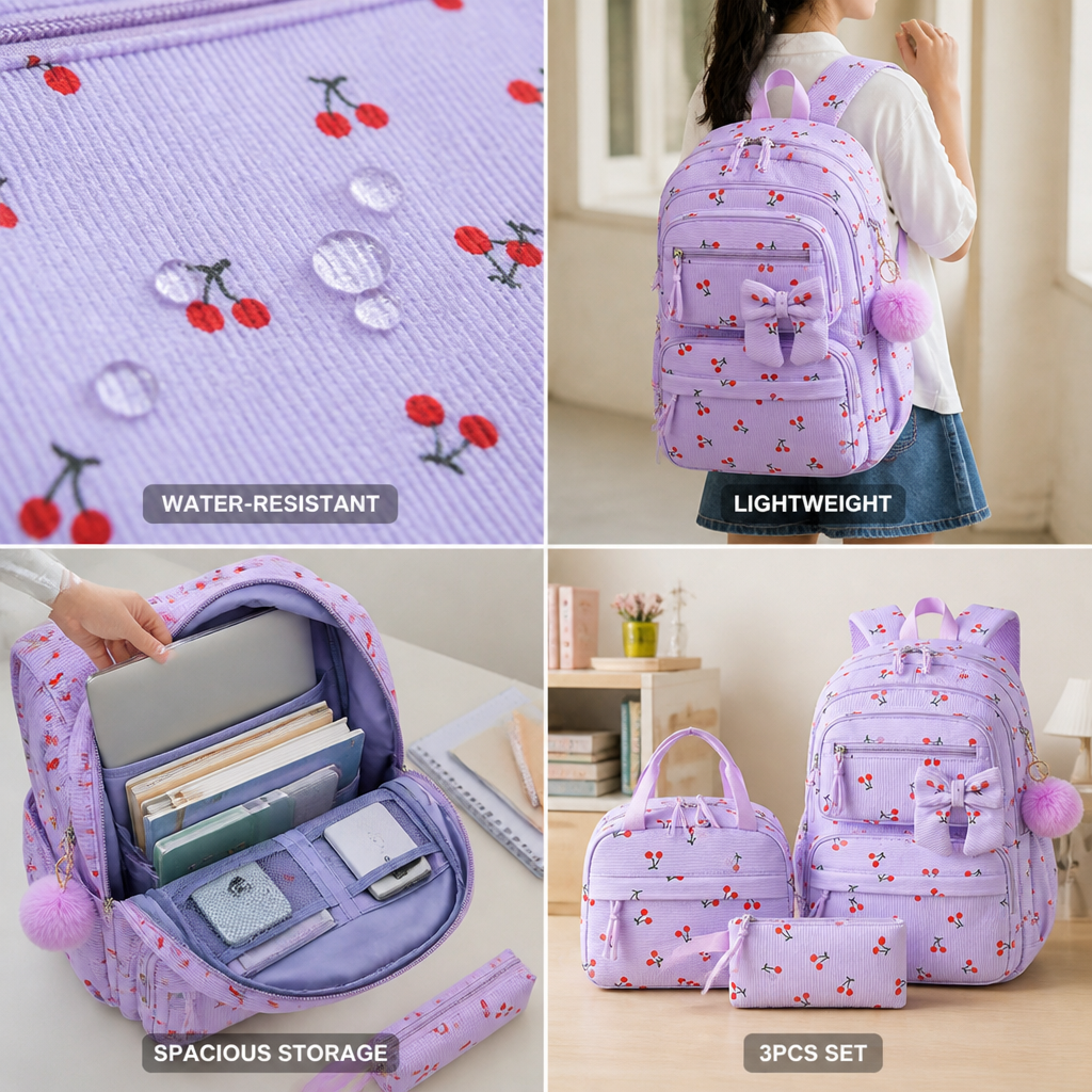Set de mochila de pana ligera (3 piezas)