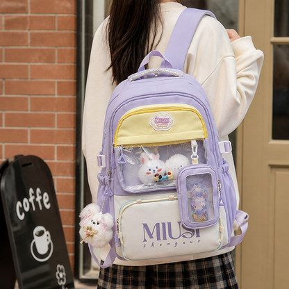 Mochila escolar transparente con bolsillo frontal (correas acolchadas)