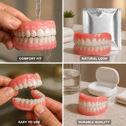 Comfort-Fit Natural-Look Silicone Denture Set (Upper & Lower)