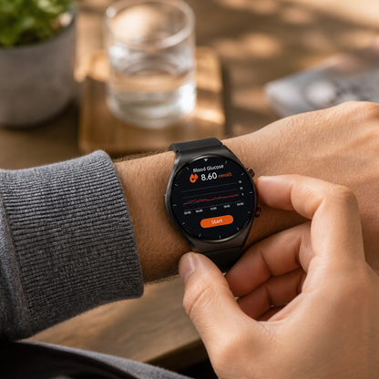 Reloj inteligente de salud con ECG, detección de fibrilación auricular, glucosa en sangre y batería de 15 días