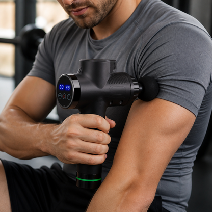 20-Speed Deep-Tissue Percussion Massage Gun (6 Interchangeable Heads)