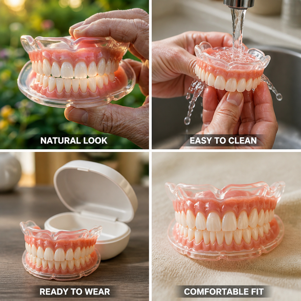 Prótesis dentales removibles realistas Comfort-Fit (juego de 5 piezas)