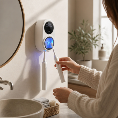 Touchless UV Toothbrush Sterilizer (Wall-Mount, USB Rechargeable)
