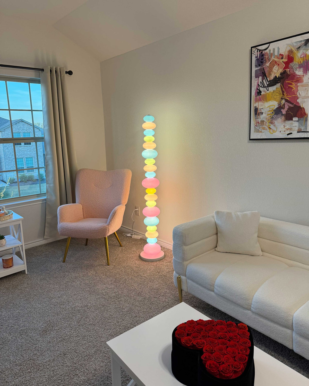 Translucent Acrylic Tower Light 63 Inches Tall Modern Statement Piece for Bedrooms Lounges Hallways Offices