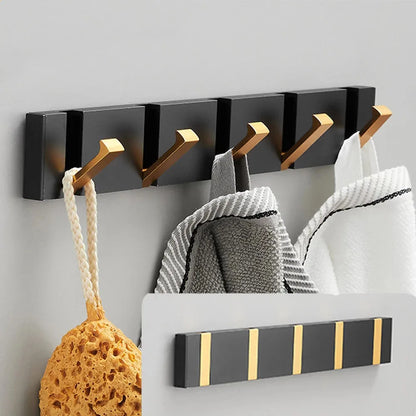 Flip-Up Stainless Steel Hook for Entryway Bathroom Kitchen Space-Saving Coat Towel Rack Organizer Multi-Hook Storage System for Apartment Co