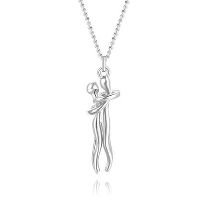 Embrace Necklace Pendant Couple Gift Adjustable Chain Hypoallergenic Stainless Steel Jewelry for Women Men Anniversary Valentine's Day