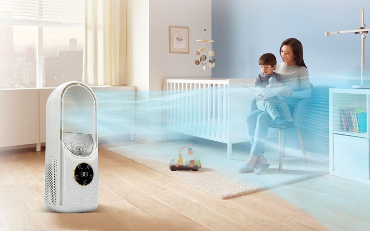 Personal Desktop Evaporative Cooler USB Powered 12 inch Portable 6-Speed Fan with Remote Control for Bedroom Office Dorm Room Small Space Co