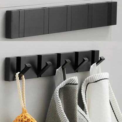 Flip-Up Stainless Steel Hook for Entryway Bathroom Kitchen Space-Saving Coat Towel Rack Organizer Multi-Hook Storage System for Apartment Co