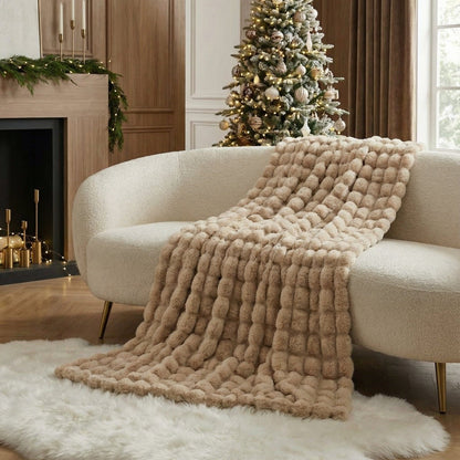 Plush Faux Fur Throw Blanket with Silky Soft Texture for Couch, Bed & Living Room Decor in Multiple Colors