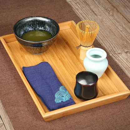 Juego de té verde clásico con taza de cerámica y accesorios de bambú