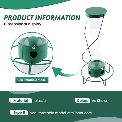 Comedero para aves silvestres con tubo de plástico transparente