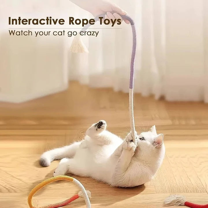 Divertido juego de juguetes para gatos con pelotas arrugadas y cuerda