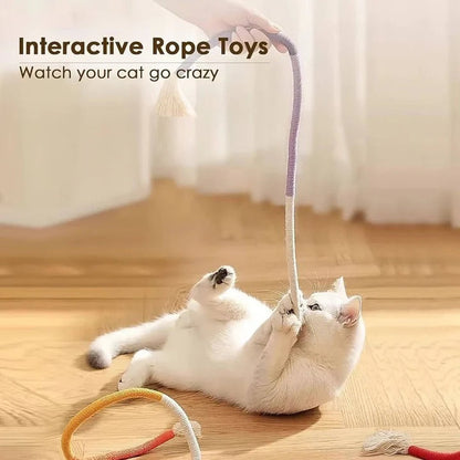 Divertido juego de juguetes para gatos con pelotas arrugadas y cuerda