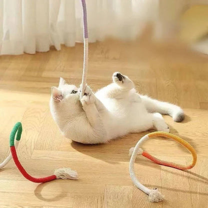 Divertido juego de juguetes para gatos con pelotas arrugadas y cuerda