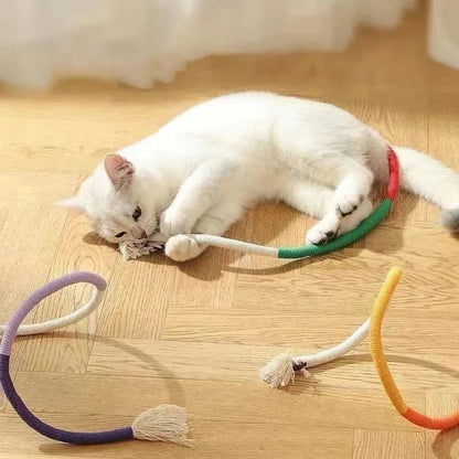 Divertido juego de juguetes para gatos con pelotas arrugadas y cuerda