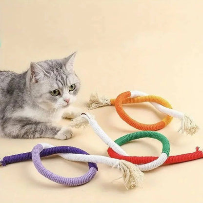 Divertido juego de juguetes para gatos con pelotas arrugadas y cuerda