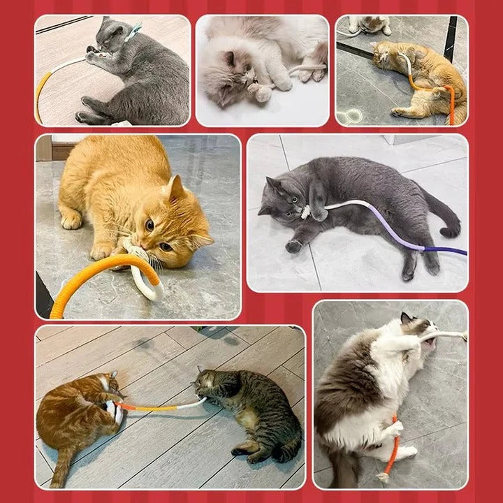 Divertido juego de juguetes para gatos con pelotas arrugadas y cuerda