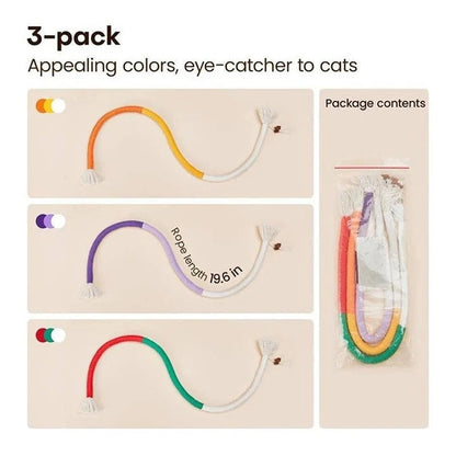 Divertido juego de juguetes para gatos con pelotas arrugadas y cuerda