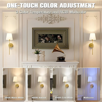 Lámparas de pared LED que cambian de color, regulables, paquete de 2