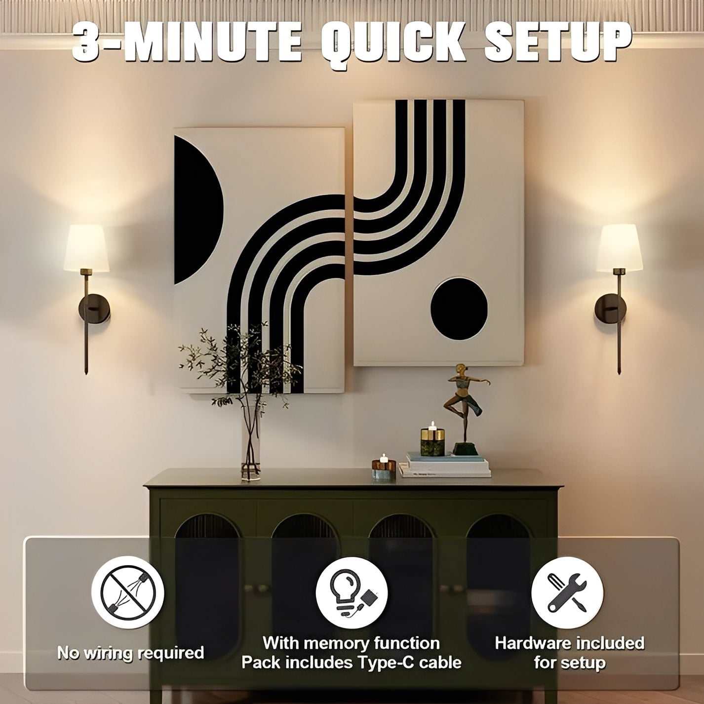 Lámparas de pared LED que cambian de color, regulables, paquete de 2