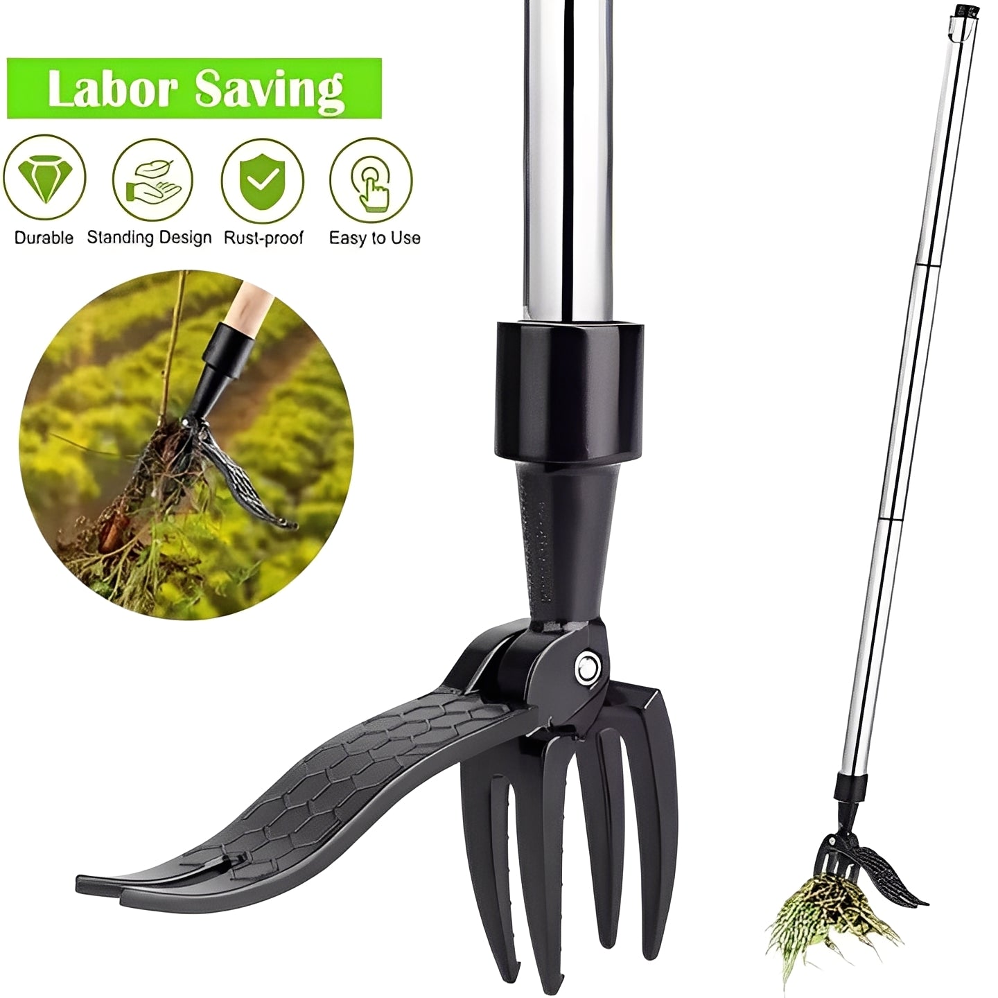 Extractor de malas hierbas de jardín fácil con pedal