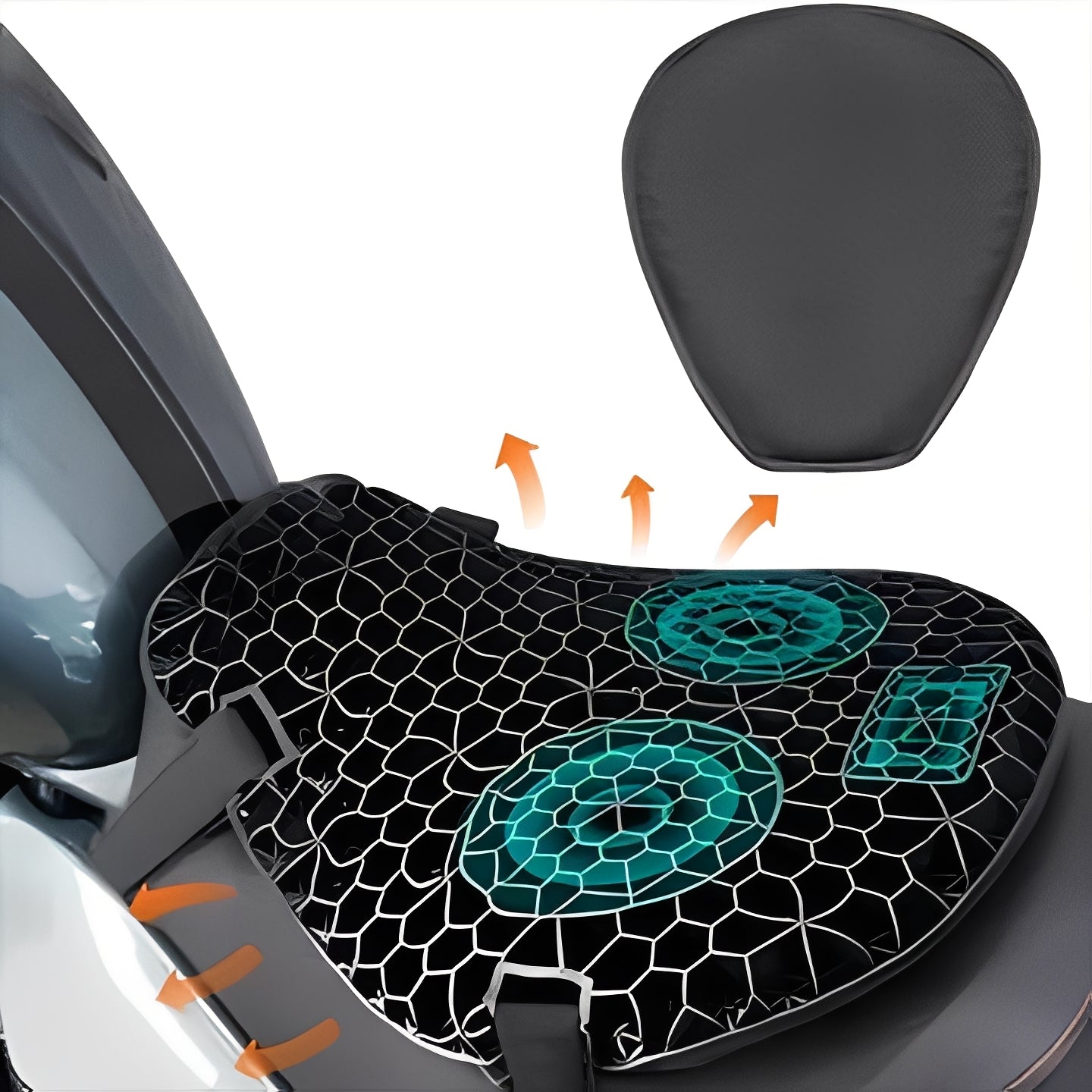 Asiento de gel cómodo para moto con diseño transpirable