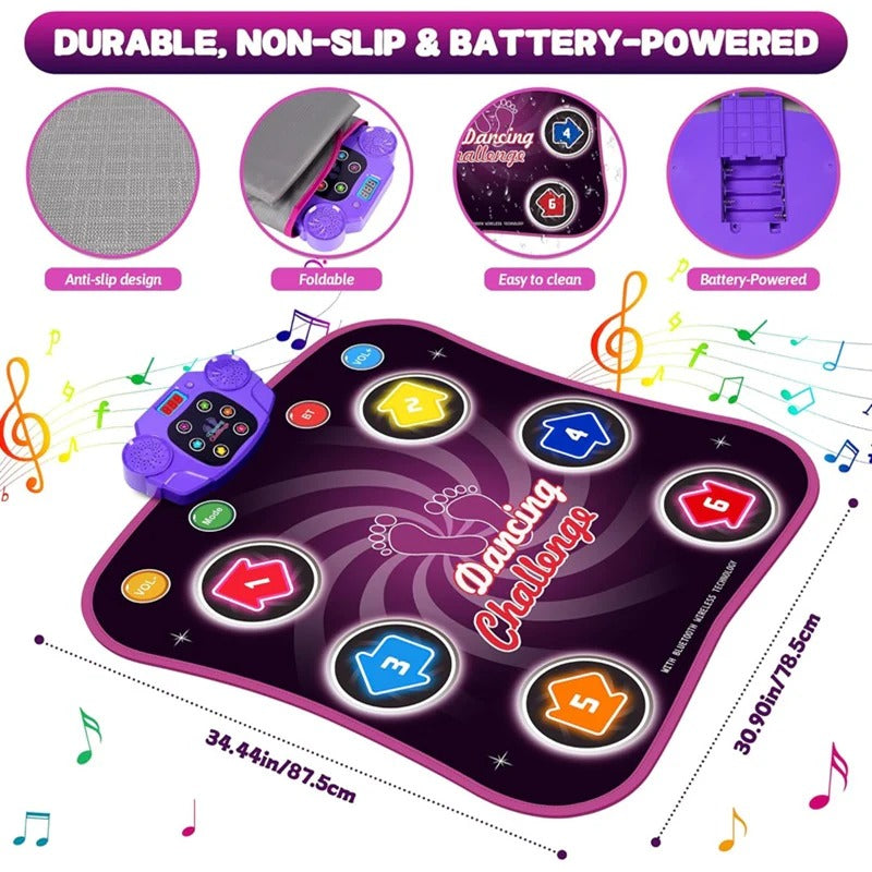 Alfombrilla de baile divertida para niños con luces y 5 modos de juego