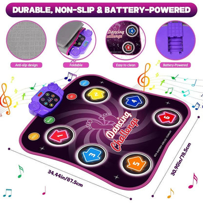 Alfombrilla de baile divertida para niños con luces y 5 modos de juego