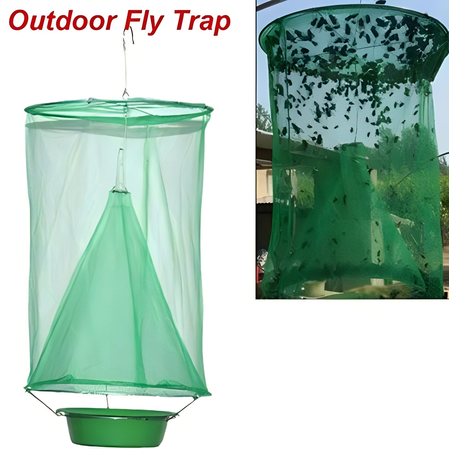 Trampa eficaz para moscas de exterior con recipiente para cebo