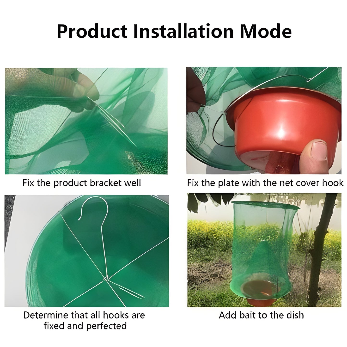 Trampa eficaz para moscas de exterior con recipiente para cebo