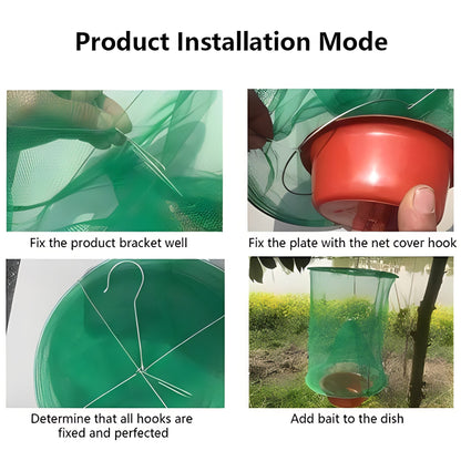 Trampa eficaz para moscas de exterior con recipiente para cebo