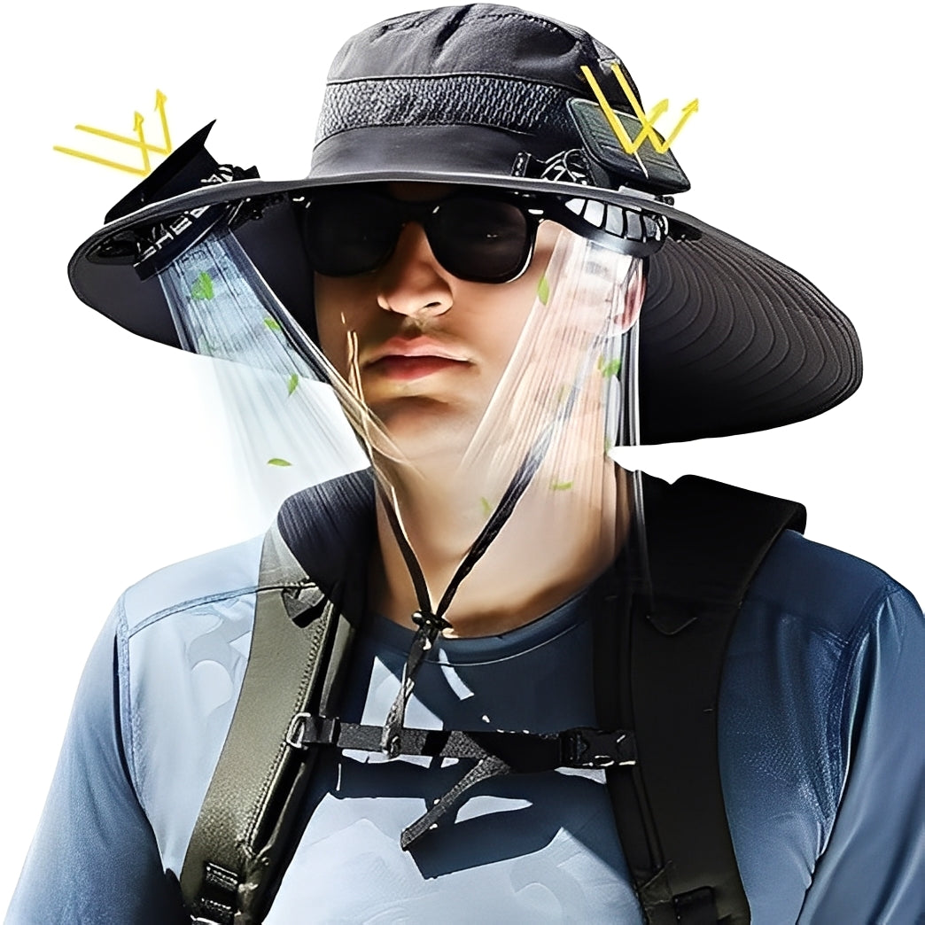 Sombrero para el sol refrescante con ventiladores USB y malla transpirable